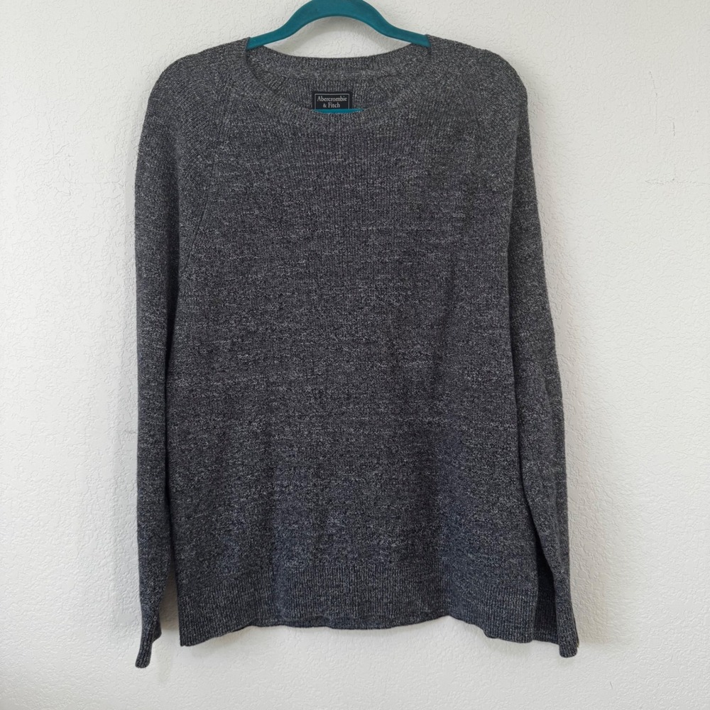 Abercrombie Fitch Women Gray‎ Speckled Knit Crew Neck Long Sleeve Sweater Size M